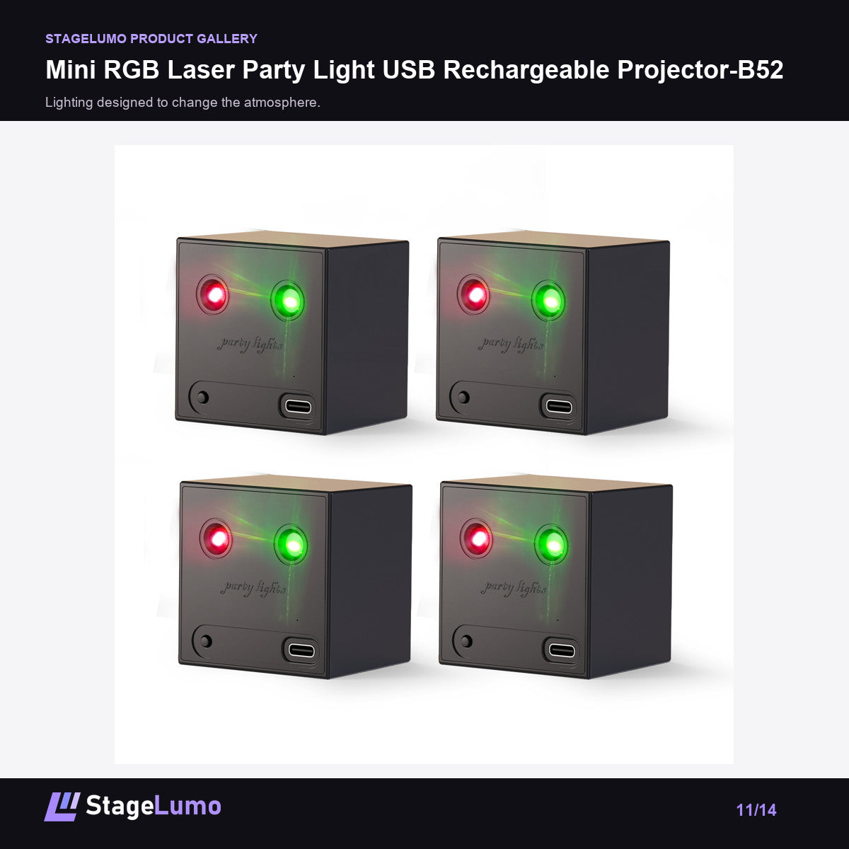 Mini RGB Laser Party Light USB Rechargeable Projector-B52 - StageLumo image 11