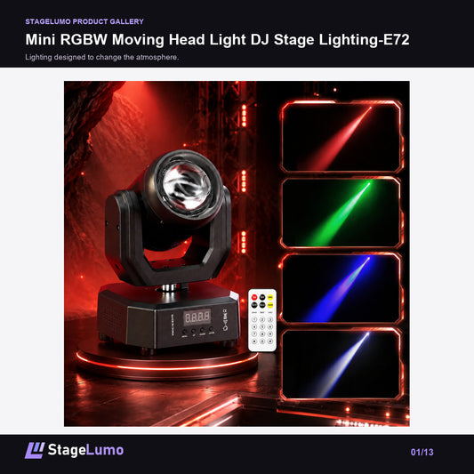 Mini RGBW Moving Head Light DJ Stage Lighting-E72 - StageLumo image 1