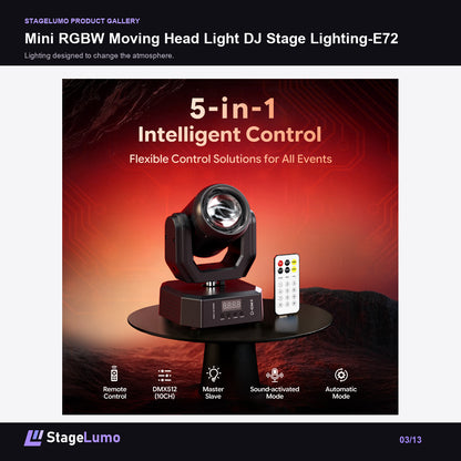Mini RGBW Moving Head Light DJ Stage Lighting-E72 - StageLumo image 3
