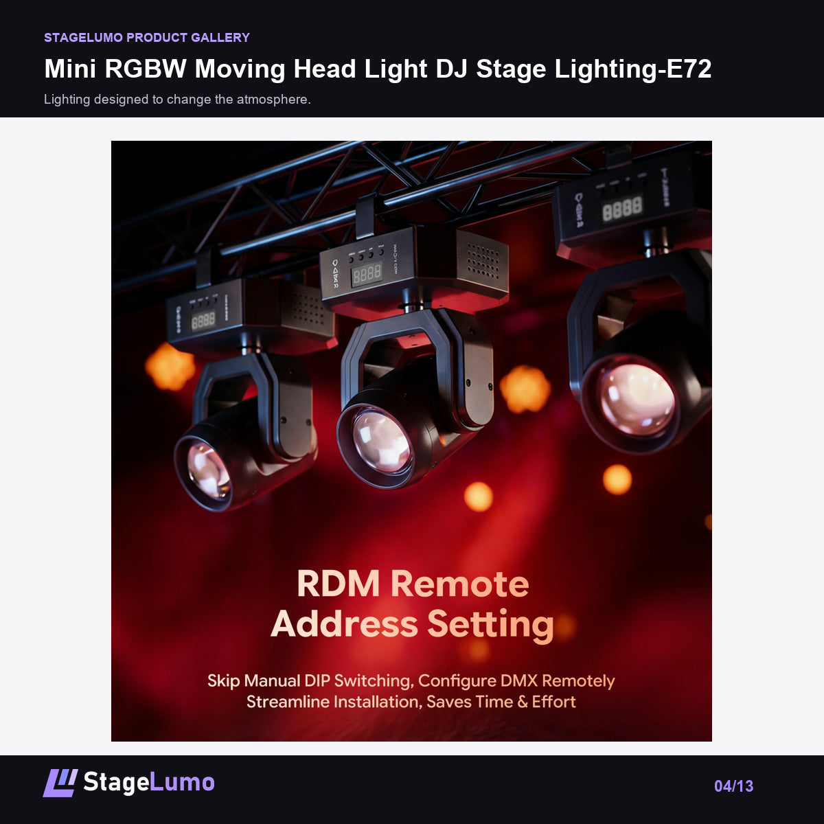 Mini RGBW Moving Head Light DJ Stage Lighting-E72 - StageLumo image 4