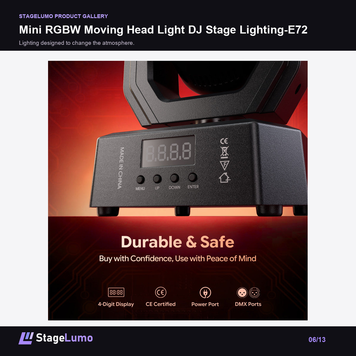 Mini RGBW Moving Head Light DJ Stage Lighting-E72 - StageLumo image 6