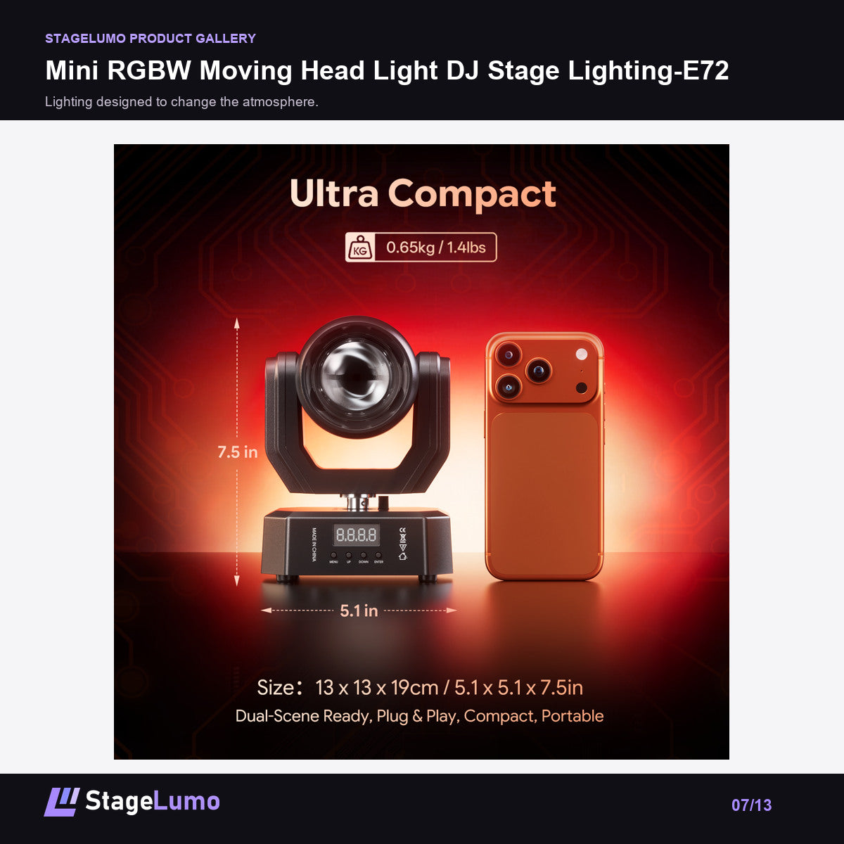 Mini RGBW Moving Head Light DJ Stage Lighting-E72 - StageLumo image 7