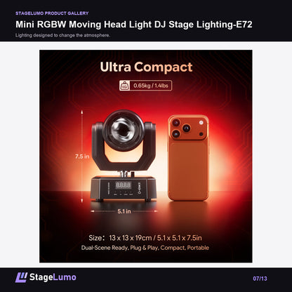 Mini RGBW Moving Head Light DJ Stage Lighting-E72 - StageLumo image 7