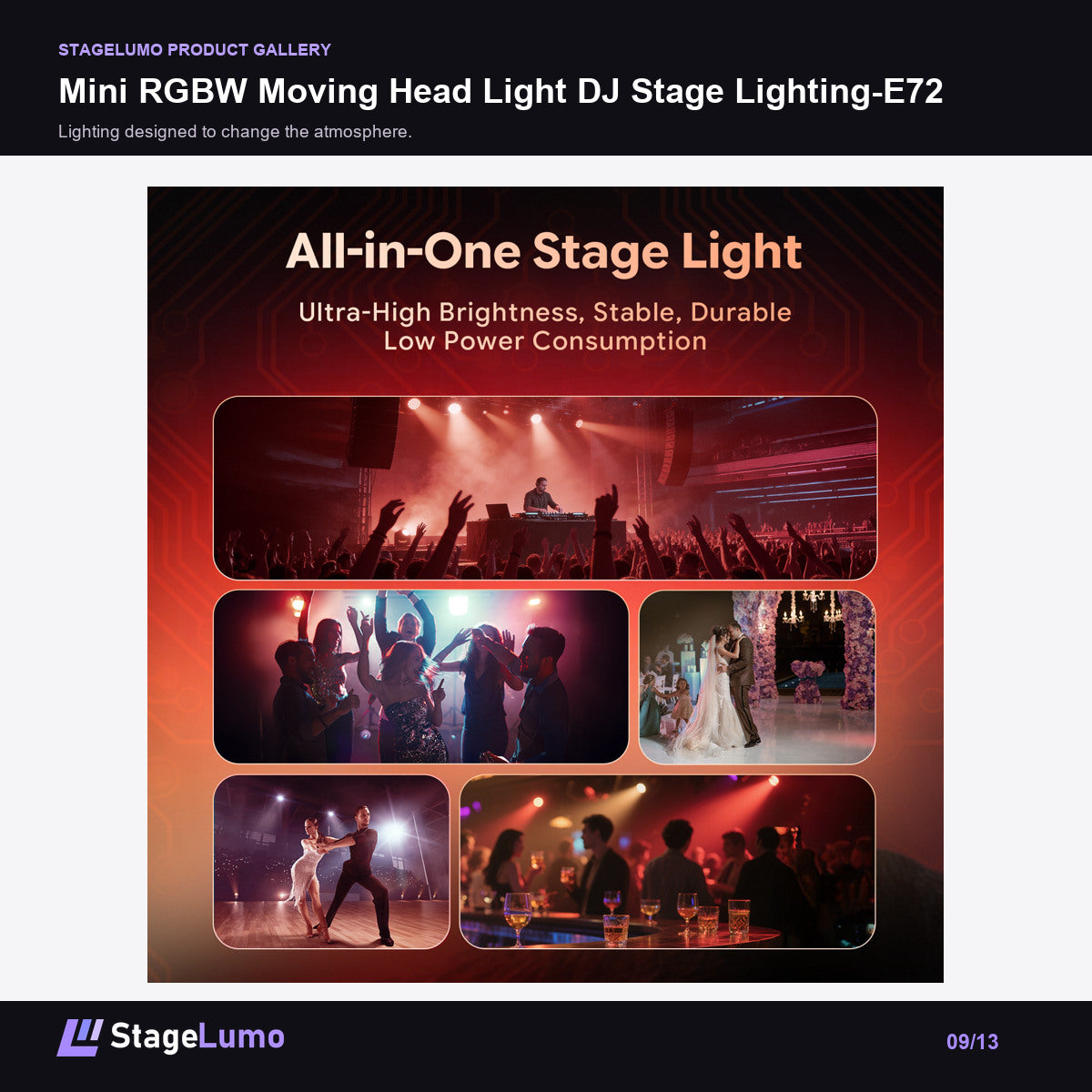 Mini RGBW Moving Head Light DJ Stage Lighting-E72 - StageLumo image 9