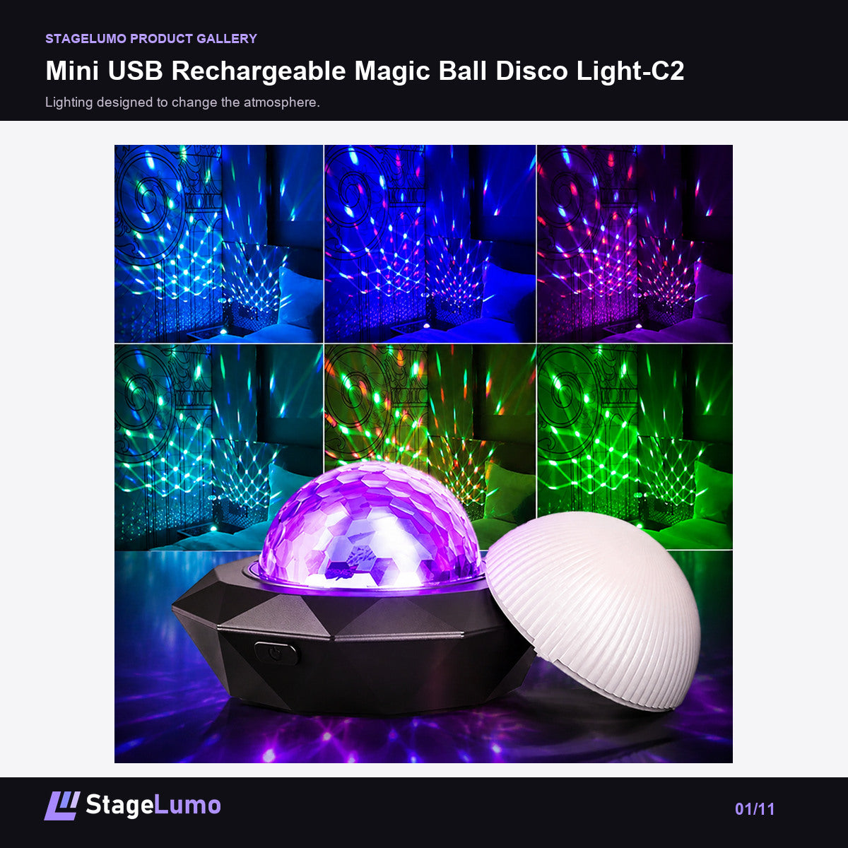 Mini USB Rechargeable Magic Ball Disco Light-C2 - StageLumo image 1