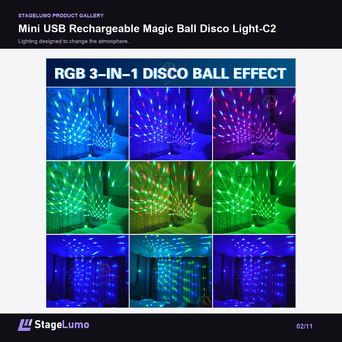 Mini USB Rechargeable Magic Ball Disco Light-C2 - StageLumo image 2