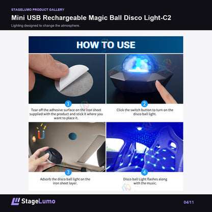 Mini USB Rechargeable Magic Ball Disco Light-C2 - StageLumo image 4
