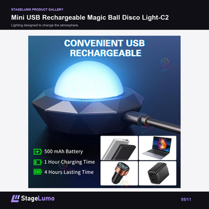 Mini USB Rechargeable Magic Ball Disco Light-C2 - StageLumo image 5