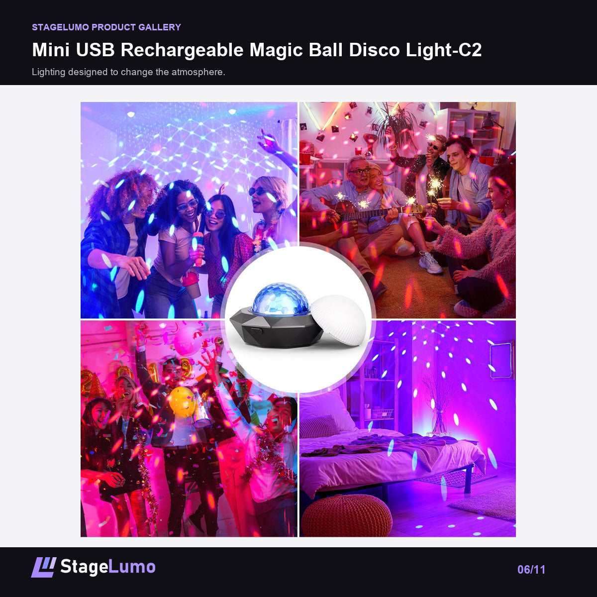 Mini USB Rechargeable Magic Ball Disco Light-C2 - StageLumo image 6