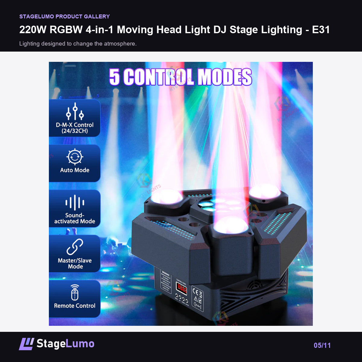 220W RGBW 4-in-1 Moving Head Light DJ Stage Lighting - E31 - StageLumo image 5