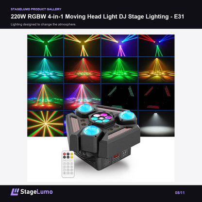 220W RGBW 4-in-1 Moving Head Light DJ Stage Lighting - E31 - StageLumo image 8