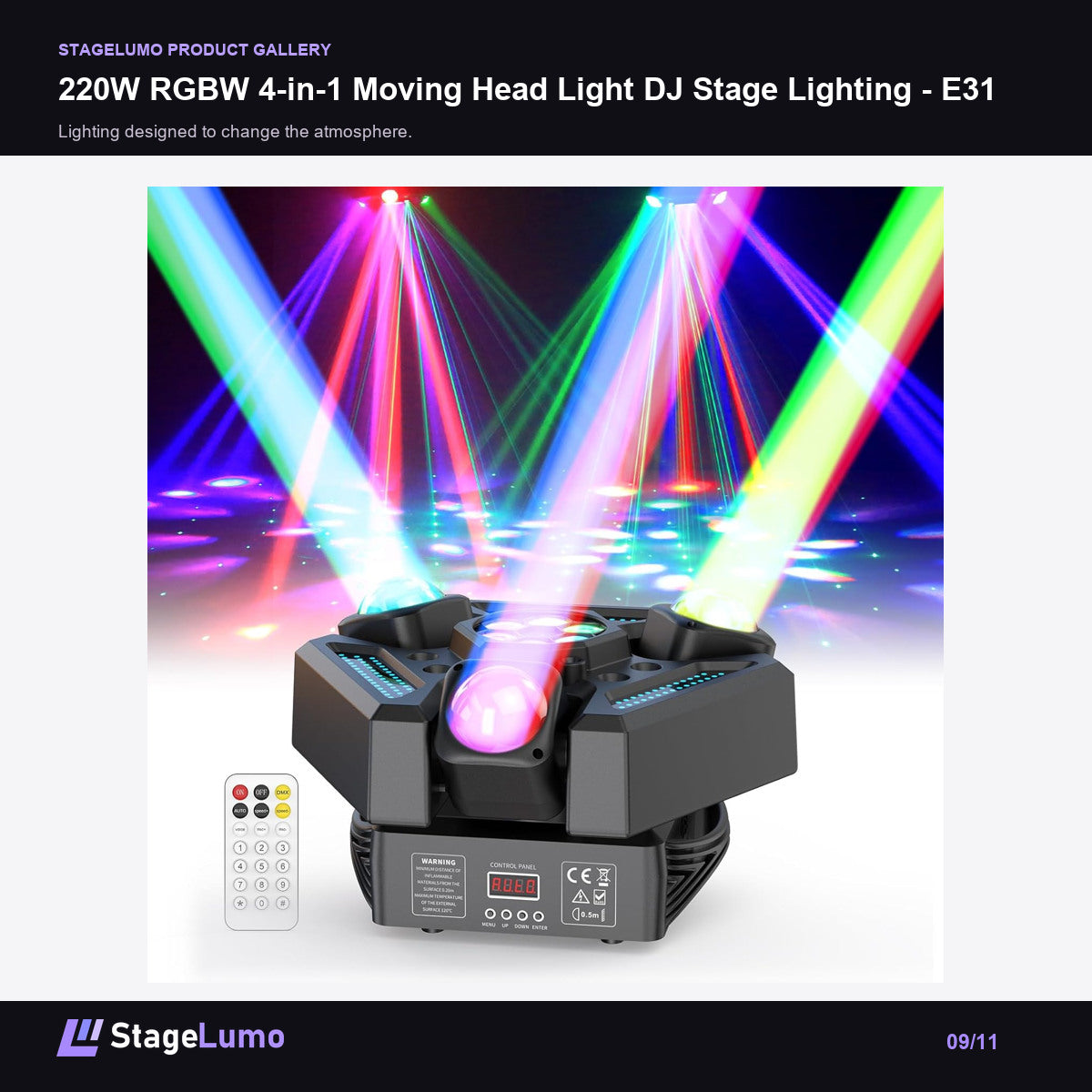 220W RGBW 4-in-1 Moving Head Light DJ Stage Lighting - E31 - StageLumo image 9
