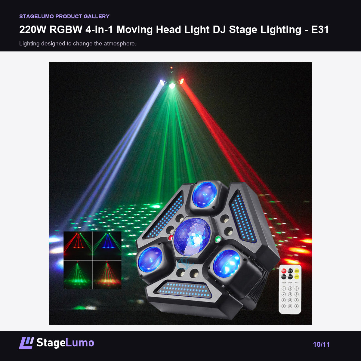 220W RGBW 4-in-1 Moving Head Light DJ Stage Lighting - E31 - StageLumo image 10