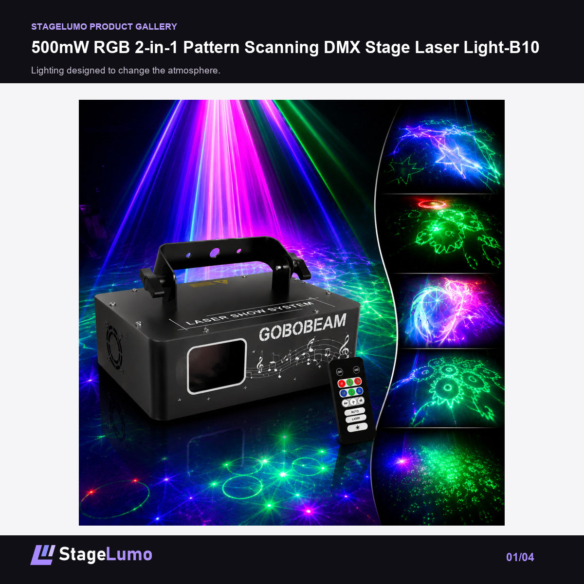 500mW RGB 2-in-1 Pattern Scanning DMX Stage Laser Light-B10 - StageLumo image 1