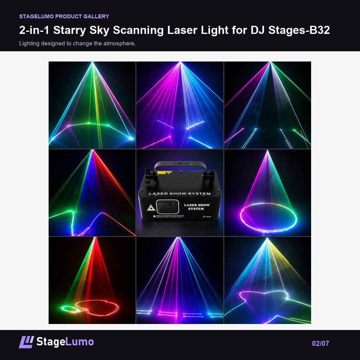2-in-1 Starry Sky Scanning Laser Light for DJ Stages-B32 - StageLumo image 2