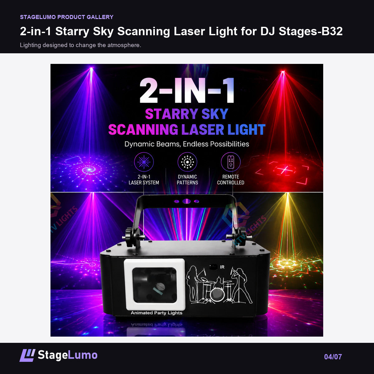 2-in-1 Starry Sky Scanning Laser Light for DJ Stages-B32 - StageLumo image 4
