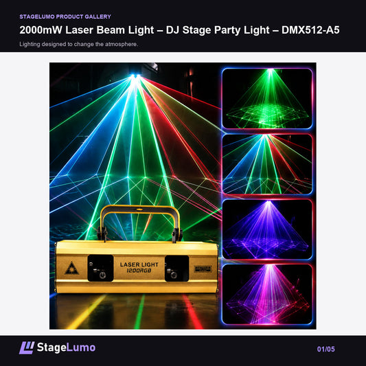2000mW Laser Beam Light – DJ Stage Party Light – DMX512-A5 - StageLumo image 1