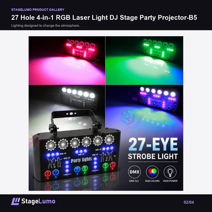 27 Hole 4-in-1 RGB Laser Light DJ Stage Party Projector-B5 - StageLumo image 2