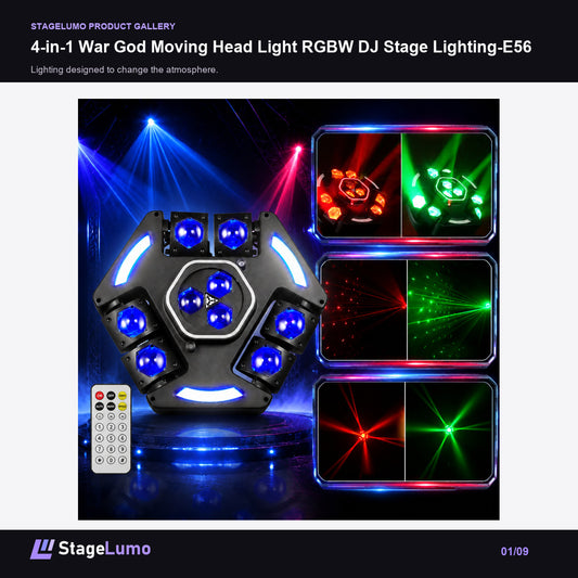 4-in-1 War God Moving Head Light RGBW DJ Stage Lighting-E56 - StageLumo image 1