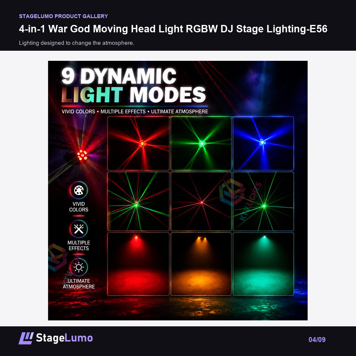 4-in-1 War God Moving Head Light RGBW DJ Stage Lighting-E56 - StageLumo image 4