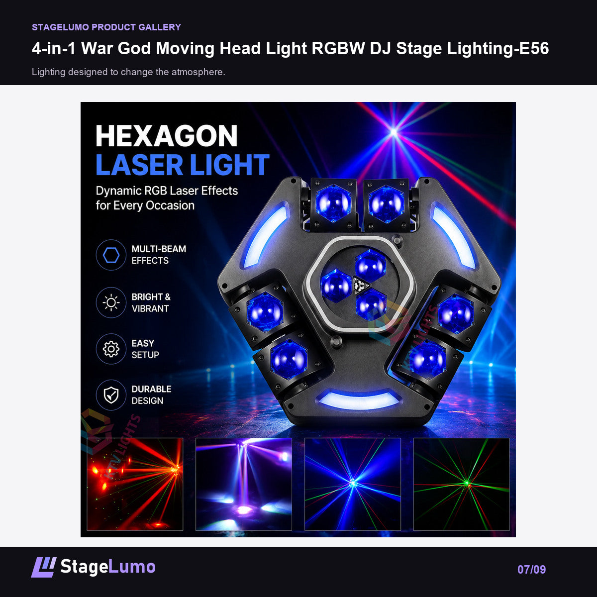 4-in-1 War God Moving Head Light RGBW DJ Stage Lighting-E56 - StageLumo image 7