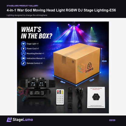 4-in-1 War God Moving Head Light RGBW DJ Stage Lighting-E56 - StageLumo image 9