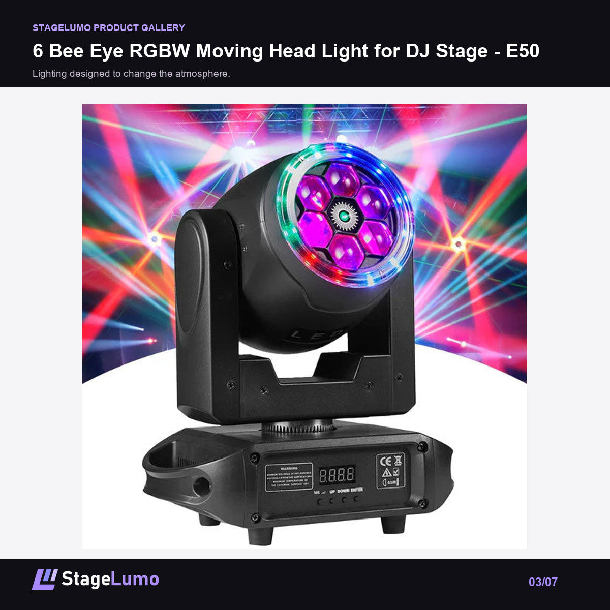6 Bee Eye RGBW Moving Head Light for DJ Stage - E50 - StageLumo image 3