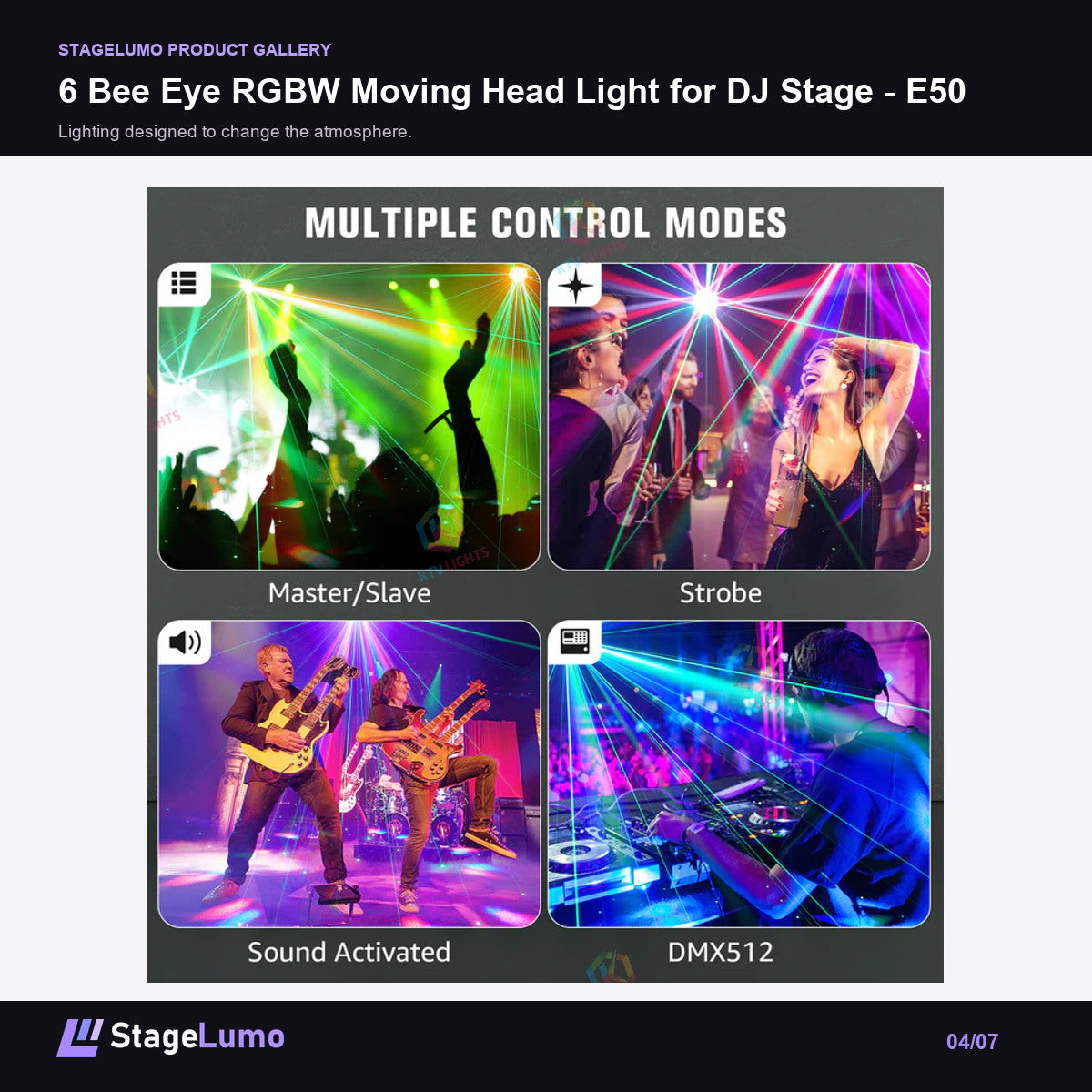 6 Bee Eye RGBW Moving Head Light for DJ Stage - E50 - StageLumo image 4