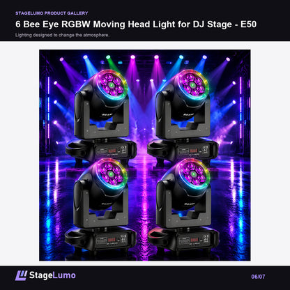 6 Bee Eye RGBW Moving Head Light for DJ Stage - E50 - StageLumo image 6