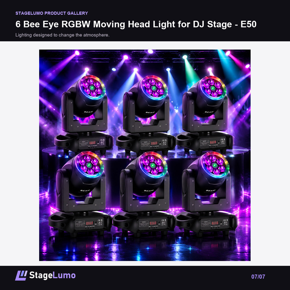 6 Bee Eye RGBW Moving Head Light for DJ Stage - E50 - StageLumo image 7