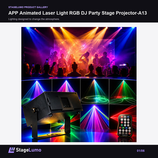 APP Animated Laser Light RGB DJ Party Stage Projector-A13 - StageLumo image 1