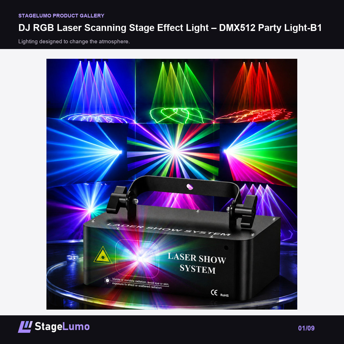 DJ RGB Laser Scanning Stage Effect Light – DMX512 Party Light-B1 - StageLumo image 1
