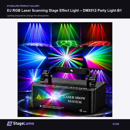 DJ RGB Laser Scanning Stage Effect Light – DMX512 Party Light-B1 - StageLumo image 1