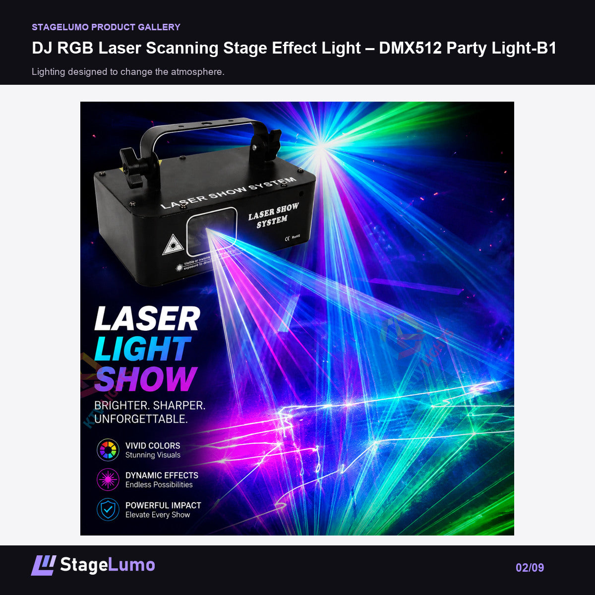 DJ RGB Laser Scanning Stage Effect Light – DMX512 Party Light-B1 - StageLumo image 2