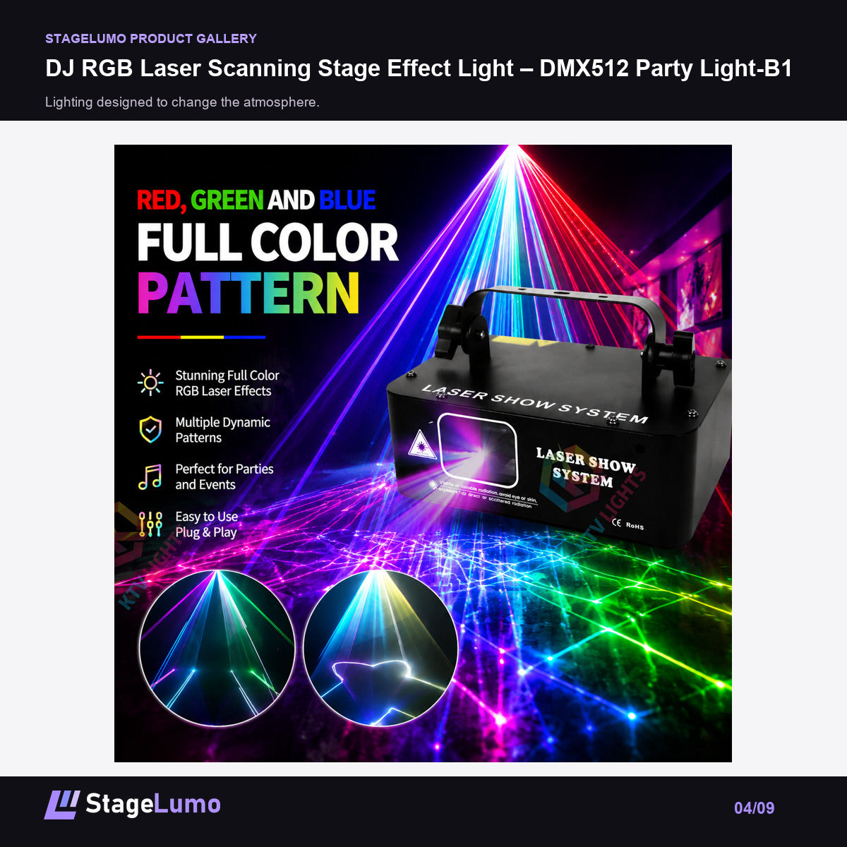 DJ RGB Laser Scanning Stage Effect Light – DMX512 Party Light-B1 - StageLumo image 4