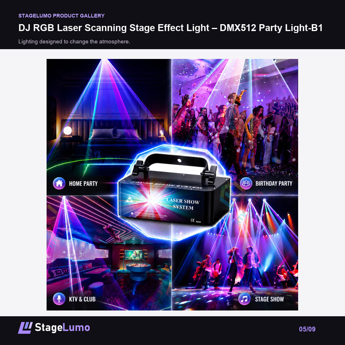 DJ RGB Laser Scanning Stage Effect Light – DMX512 Party Light-B1 - StageLumo image 5