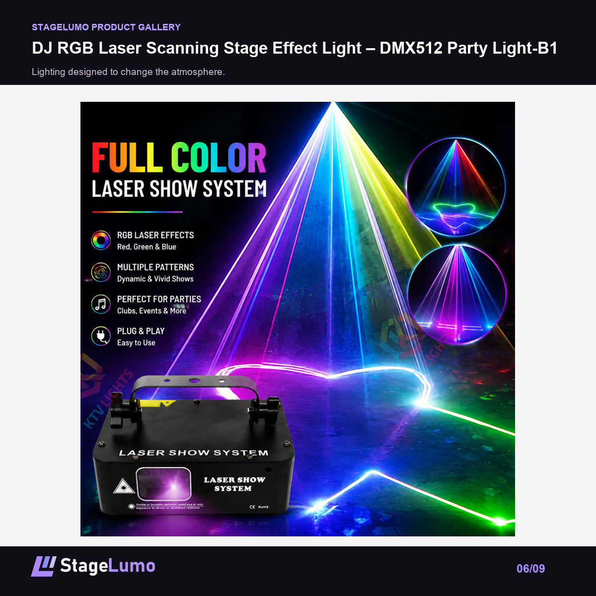 DJ RGB Laser Scanning Stage Effect Light – DMX512 Party Light-B1 - StageLumo image 6