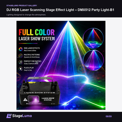 DJ RGB Laser Scanning Stage Effect Light – DMX512 Party Light-B1 - StageLumo image 6
