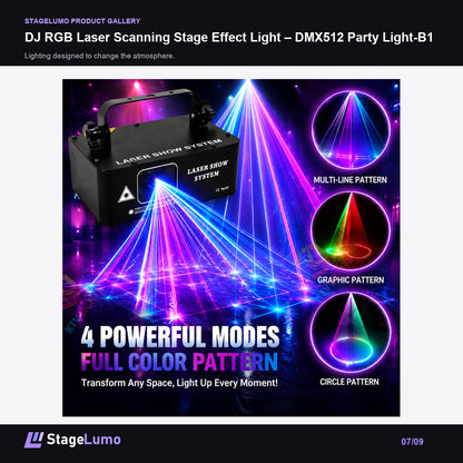 DJ RGB Laser Scanning Stage Effect Light – DMX512 Party Light-B1 - StageLumo image 7