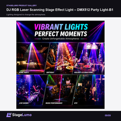 DJ RGB Laser Scanning Stage Effect Light – DMX512 Party Light-B1 - StageLumo image 9