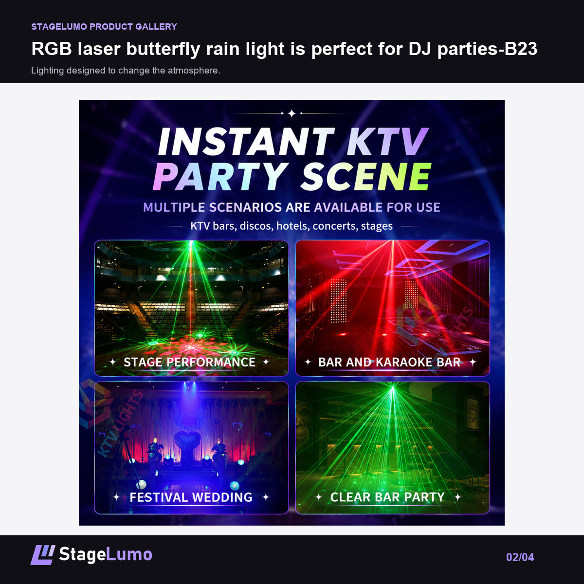 RGB laser butterfly rain light is perfect for DJ parties-B23 - StageLumo image 2