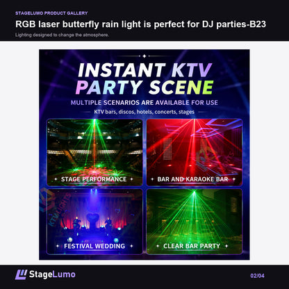 RGB laser butterfly rain light is perfect for DJ parties-B23 - StageLumo image 2