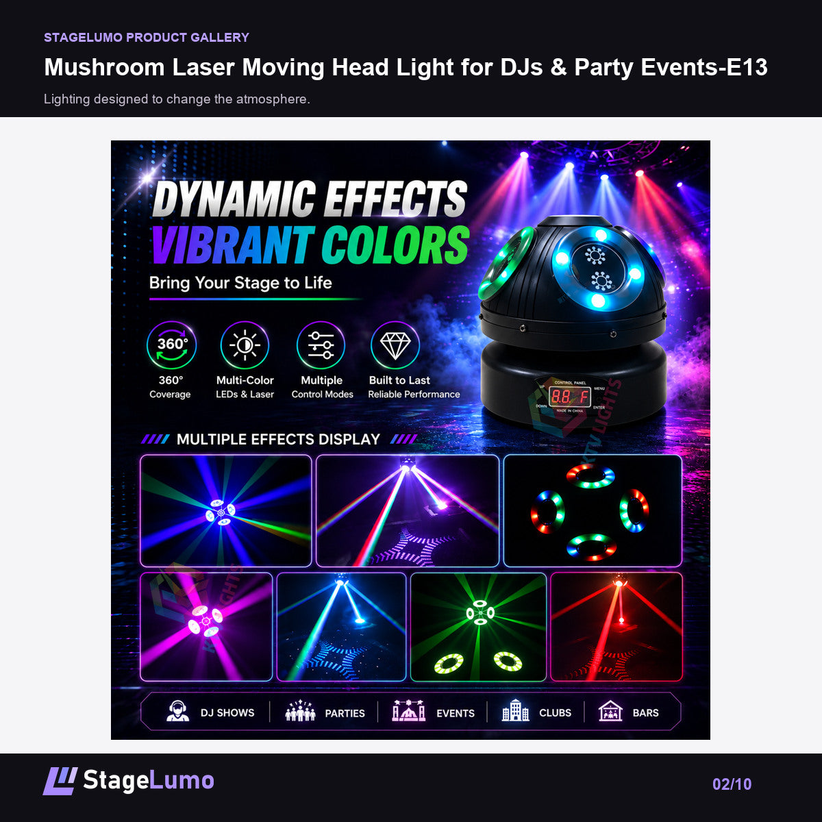 Mushroom Laser Moving Head Light for DJs & Party Events-E13 - StageLumo image 2