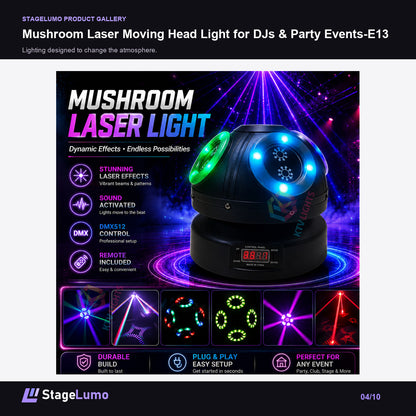 Mushroom Laser Moving Head Light for DJs & Party Events-E13 - StageLumo image 4