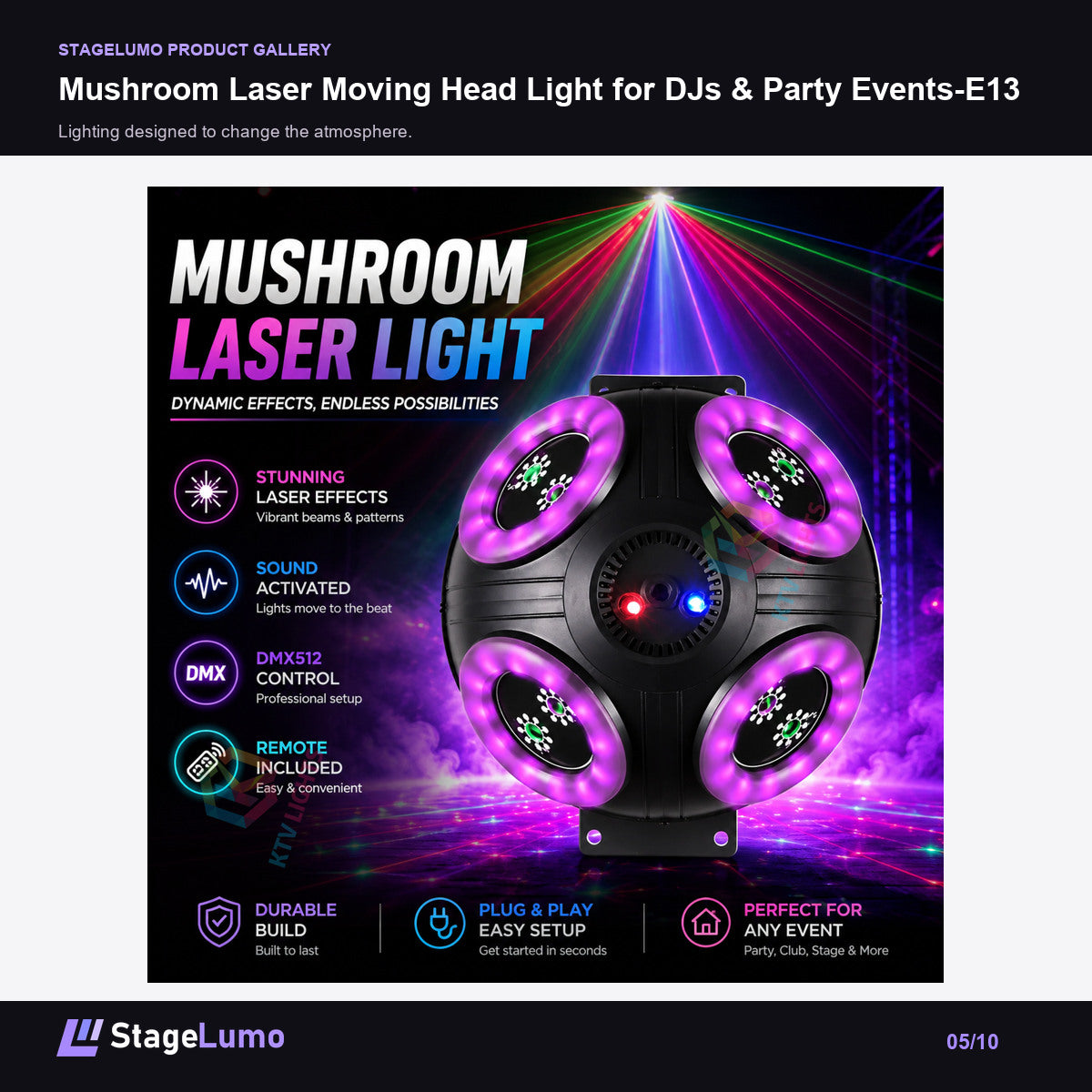 Mushroom Laser Moving Head Light for DJs & Party Events-E13 - StageLumo image 5