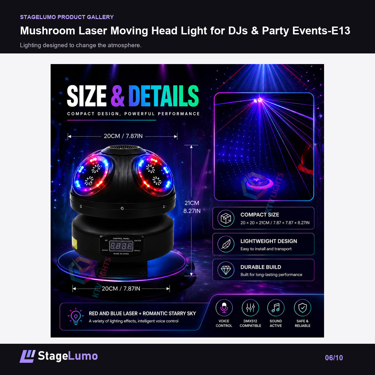 Mushroom Laser Moving Head Light for DJs & Party Events-E13 - StageLumo image 6