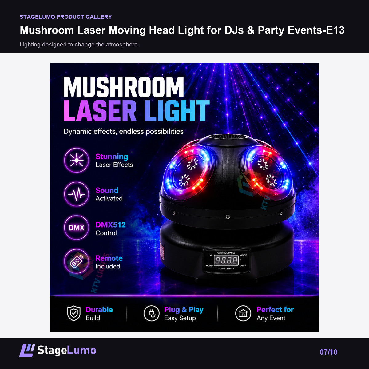 Mushroom Laser Moving Head Light for DJs & Party Events-E13 - StageLumo image 7