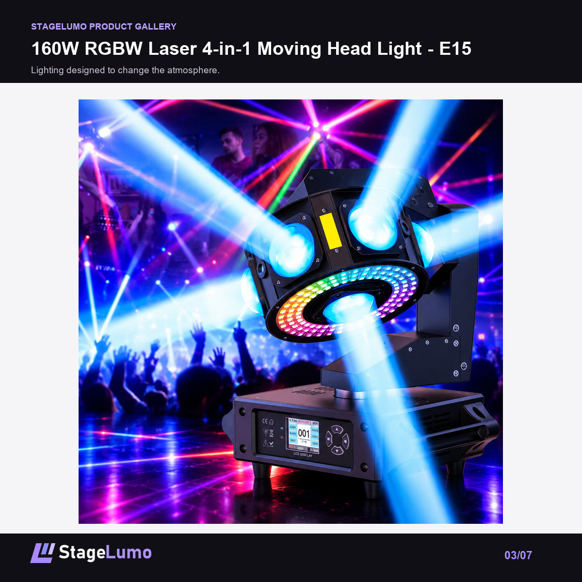 160W RGBW Laser 4-in-1 Moving Head Light - E15 - StageLumo image 3