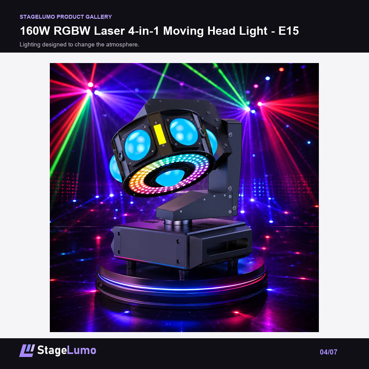 160W RGBW Laser 4-in-1 Moving Head Light - E15 - StageLumo image 4