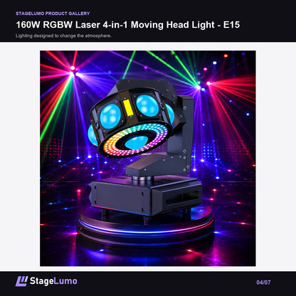 160W RGBW Laser 4-in-1 Moving Head Light - E15 - StageLumo image 4